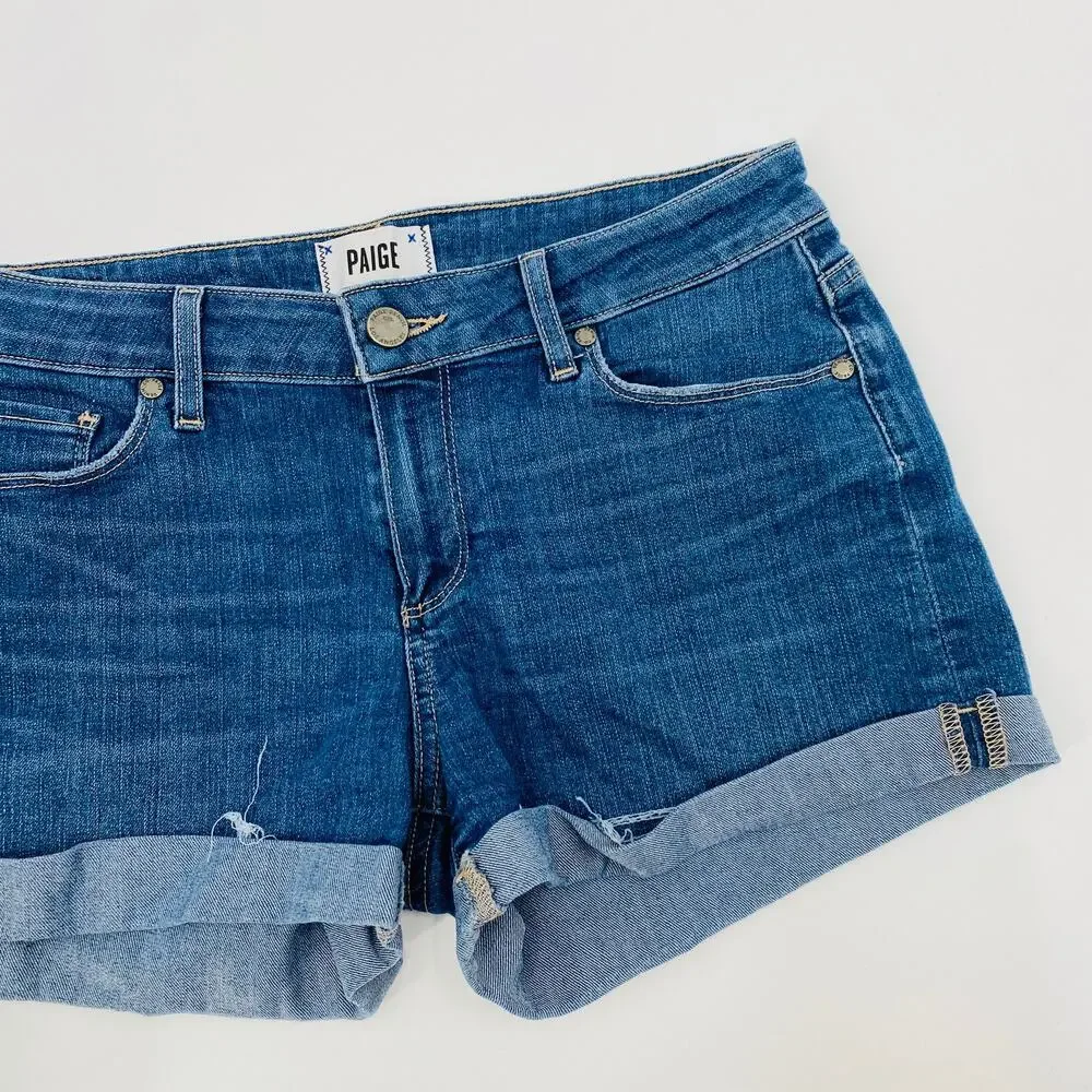 Paige mid low rise cuffed hem denim shorts